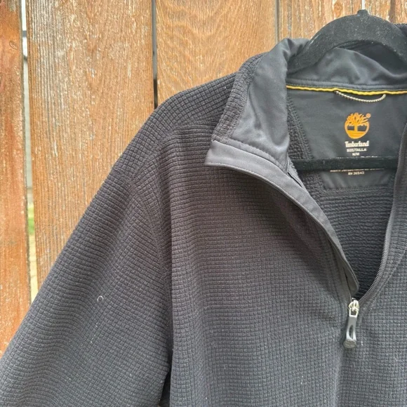 Timberland Men’s Black Quarter Zip Thermal Pullover Sweatshirt Size Medium - Picture 6 of 11